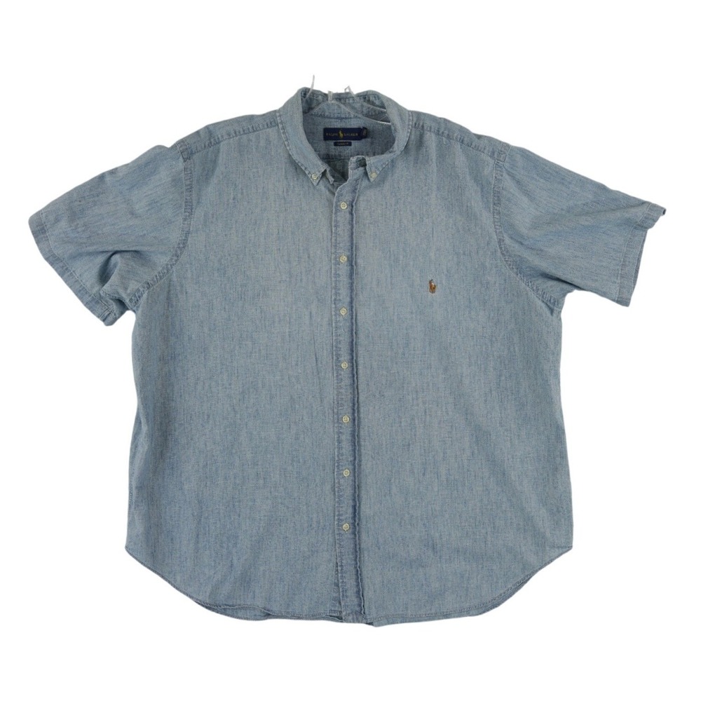 Polo Ralph Lauren Button Down Shirt Men's Size 2XB Blue Classic Fit‎ Denim S/S